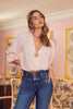 Blusa Escote Cruzado Rosa Manga Larga