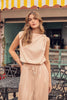 Blusa Cuello Drapeado Mocca