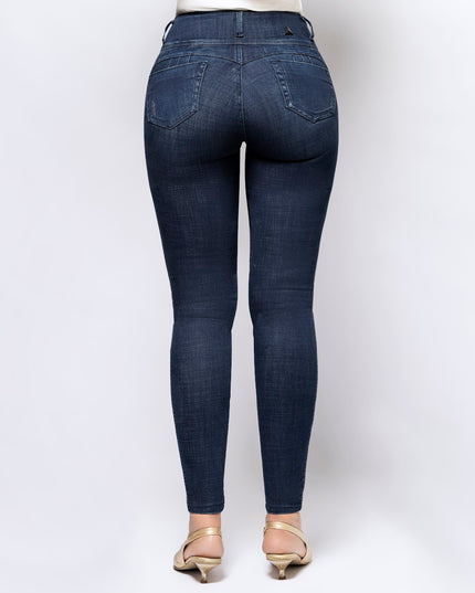 Jeans Tiro Medio Skinny Extra Realce Azul Oscuro - Angel Jeans