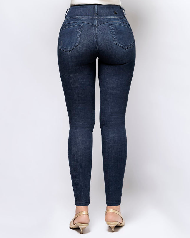 Jeans Tiro Medio Skinny Extra Realce Azul Oscuro - Angel Jeans