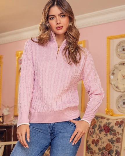 Buzo Cuello Camisero Rosa - Angel Jeans