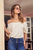 Blusa Escote Bandeja Ivory Manga 3/4