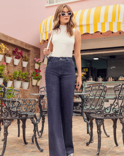 Jean Wide Angel Azul Oscuro Brillo Lurex - Angel Jeans