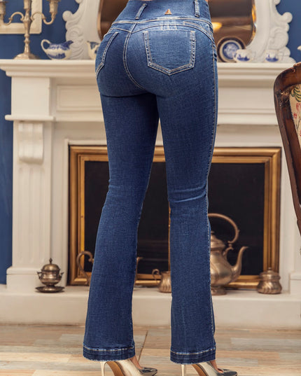 Jean Extra Realce Semi Campana Azul Medio - Angel Jeans