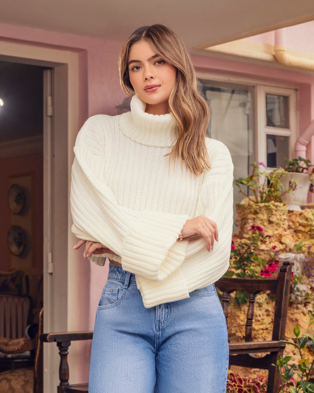 Buzo Cuello Alto Natural Manga Larga - Angel Jeans
