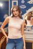 Blusa Cuello Alto Rosa Manga Rodada