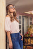 Blusa Cuello Bandeja Rosa Claro Manga 3/4
