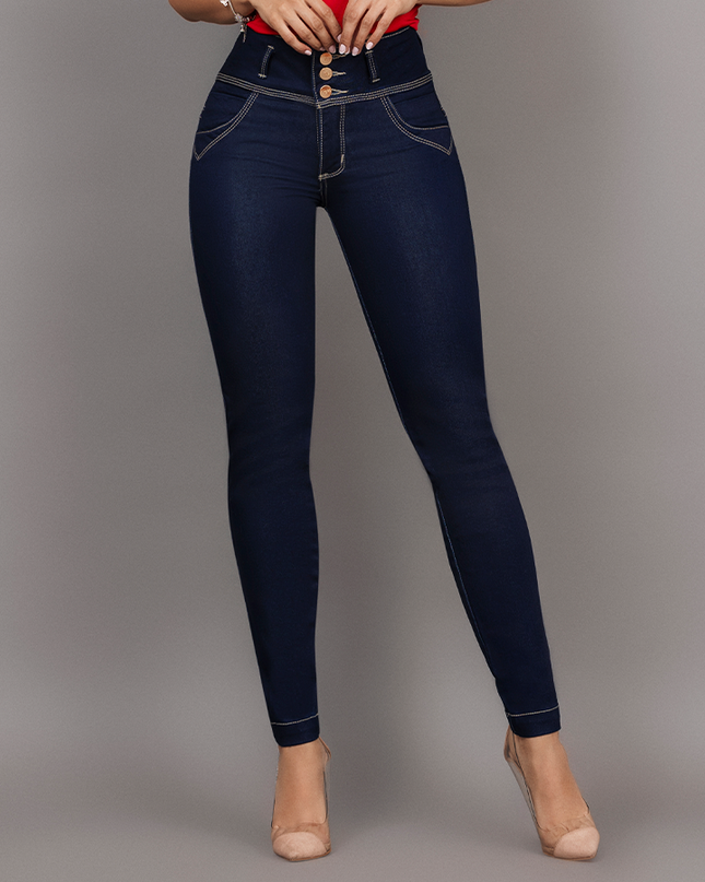 JEAN TIRO ALTO, CONTROL ABDOMEN, EXTRA REALCE, BOTA TUBO SIN BOLSILLOS