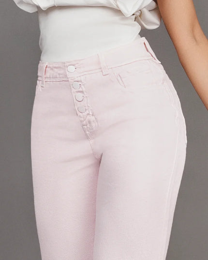 MOM JEAN TIRO ALTO, BOTA RECTA, TELA RIGIDA