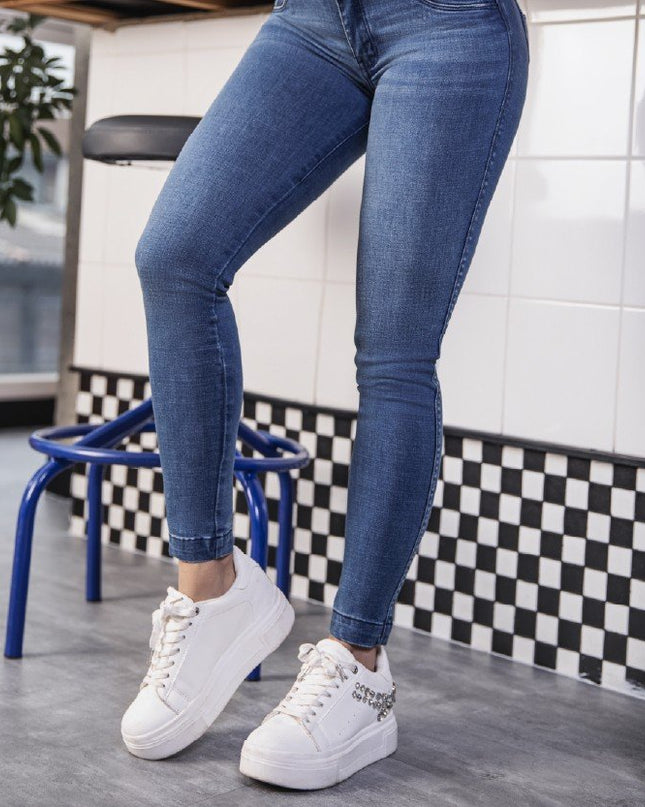 JEAN SKINNY AZUL DIRTY MEDIO