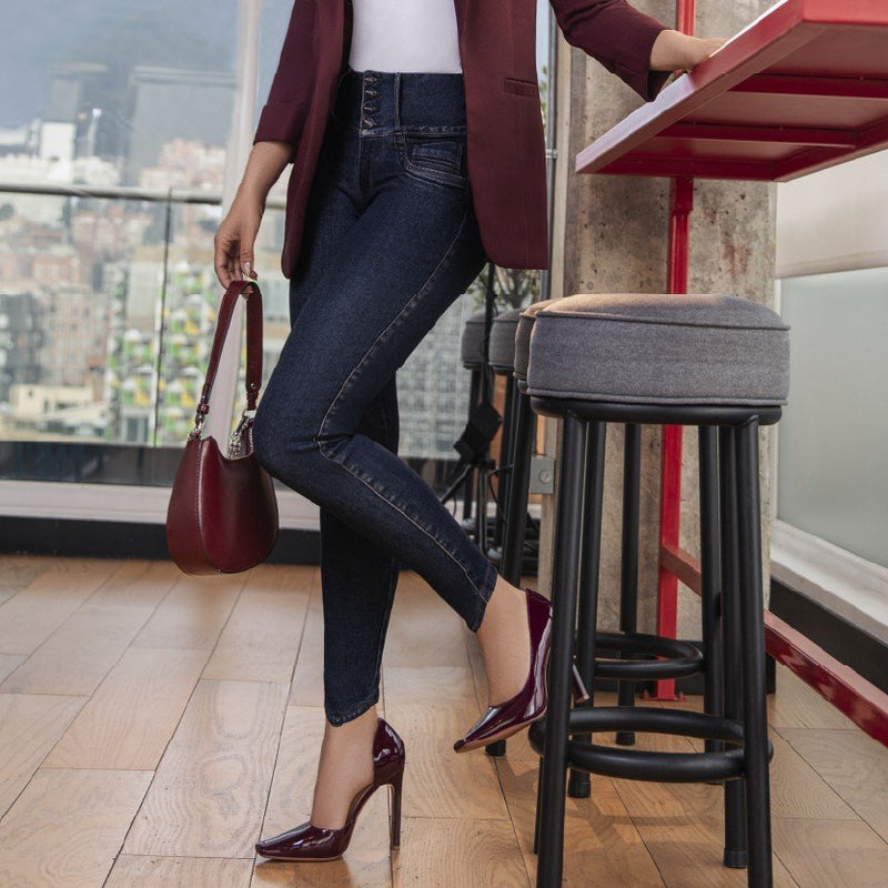 Angel Jeans Jean Skinny Extra Realce Levanta Cola Azul Oscuro Clásico
