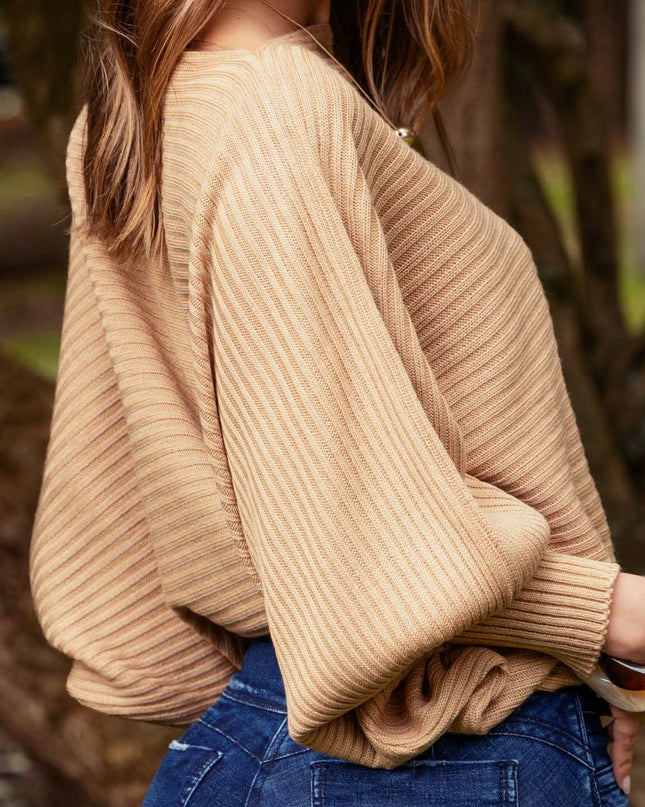SWEATER CUELLO BANDEJA MANGA LARGA COLOR CAMEL