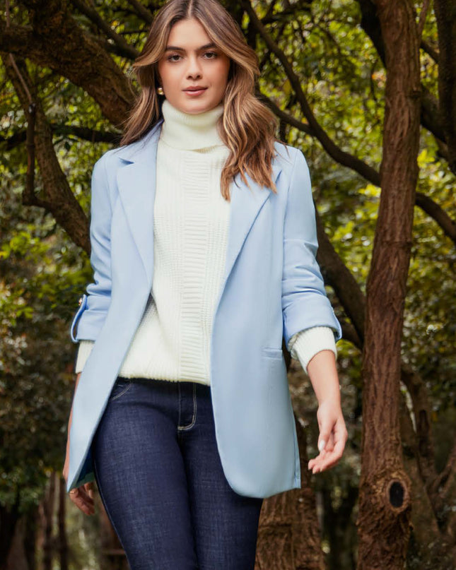 BLAZER MANGA LARGA COLOR AZUL CLARO