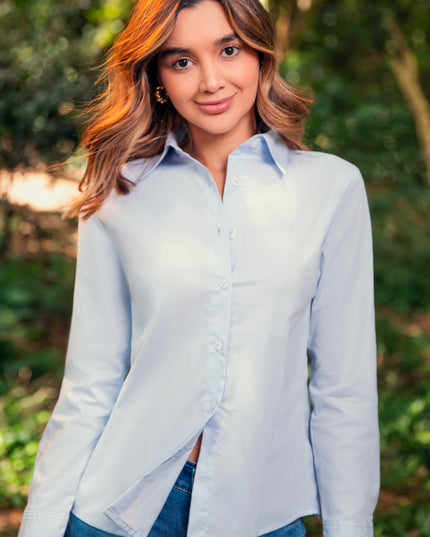 BLUSA CAMISERA MANGA LARGA ESCOTE EN LA ESPALDA