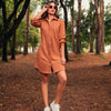 VESTIDO CAMISERO EN TELA SUEDE LICRADA