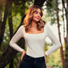 BLUSA ESCOTE CUADRADO MANGA LARGA COLOR BLANCO