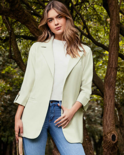 BLAZER MANGA 3/4 COLOR VERDE PASTEL RIGIDO