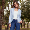 BLAZER MANGA LARGA TEJIDO PLANO AZUL CLARO