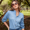 BLUSA CAMISERA MANGA 3/4 EN TELA CHAMBRAY PREMIUM