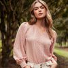 BLUSA ESCOTE EN V MANGA LARGA EN BLONDA LICRADA PREMIUM