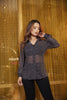BLUSA CAMISERA MANGA LARGA CON BOLSILLOS NEGRA