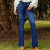 JEANS TIRO ALTO EXTRA REALCE CON BOLSILLOS BOTA SEMICAMPANA LICRADO