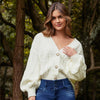 SWEATER ABIERTO CUELLO EN V MANGA LARGA COLOR NATURAL