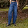 JEANS  BARREL TIRO ALTO SIN REALCE CON BOLSILLOS
