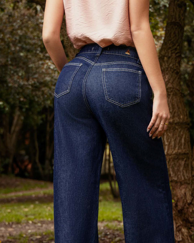 JEANS WIDE TIRO ALTO SIN REALCE CON BOLSILLOS