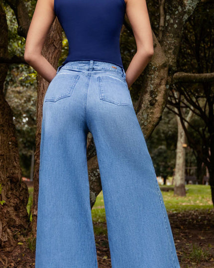 JEANS PALAZZO TIRO ALTO CON BOLSILLOS TELA DENIM PREMIM RIGIDA