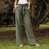 PANTALON PALAZZO TIRO ALTO VERDE OLIVA BOLSILLOS FUNCIONALES