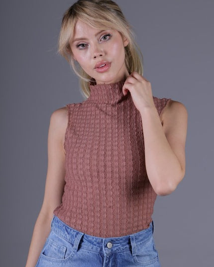 Blusa Cuello Alto Mocca Manga Sisa