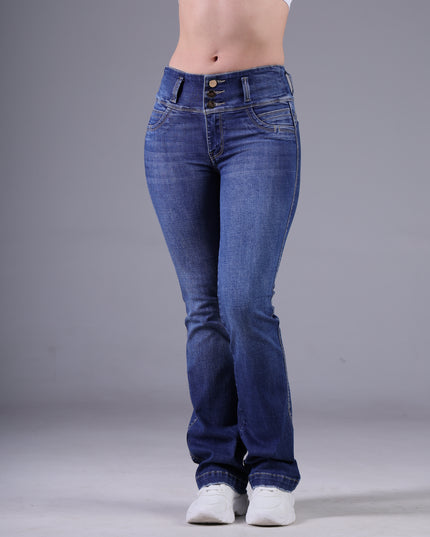 Angel Jeans Jean Semicampana Extra Realce Azul Medio con Bolsillos