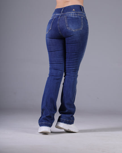 Angel Jeans Jean Semicampana Extra Realce Azul Medio con Bolsillos