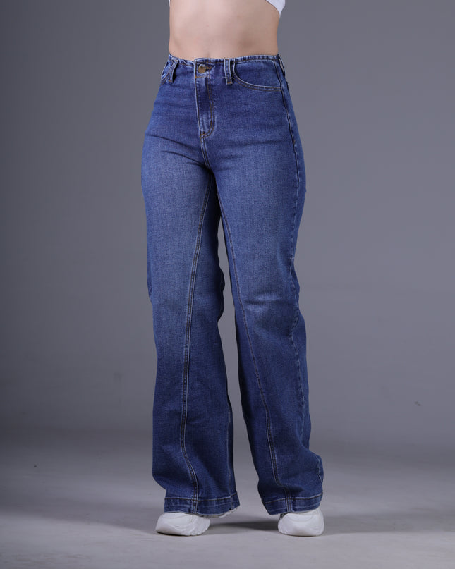 Jean Wide Angel Azul Medio Pretina Angosta
