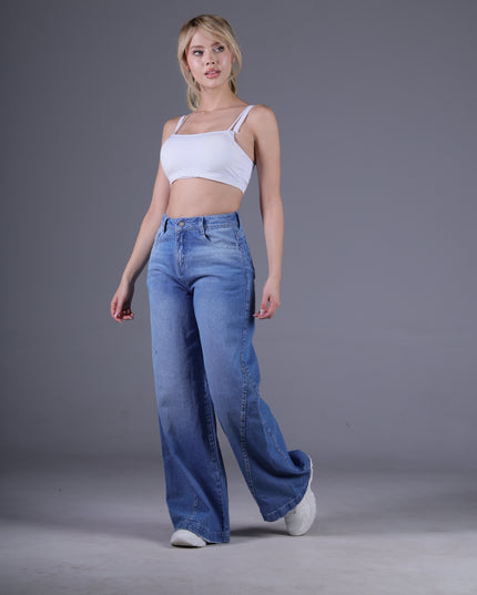 Jean Wide Angel Azul Medio Claro
