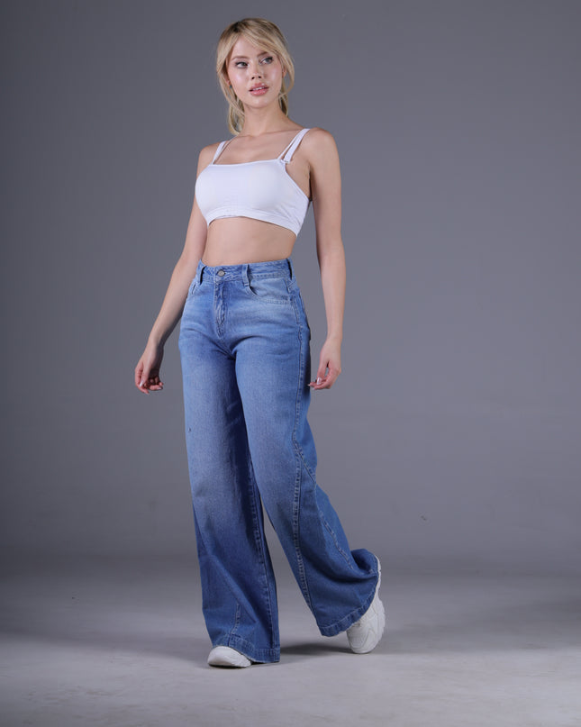 Jean Wide Angel Azul Medio Claro