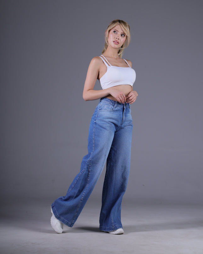 Jean Wide Angel Azul Medio Claro