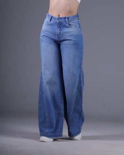 Jean Wide Angel Azul Medio Claro