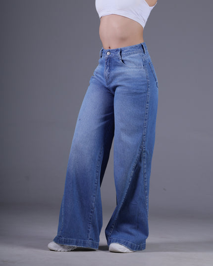 Jean Wide Angel Azul Medio Claro
