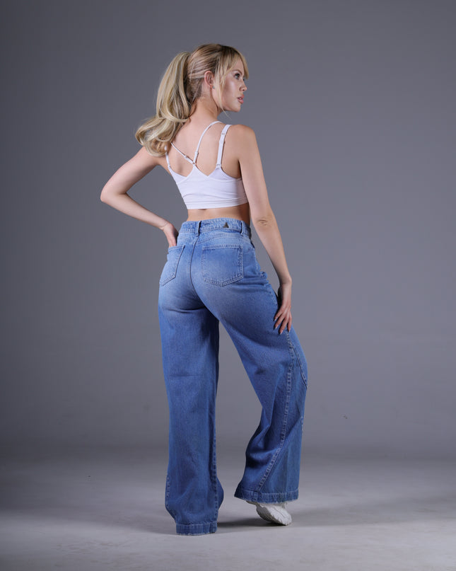 Jean Wide Angel Azul Medio Claro