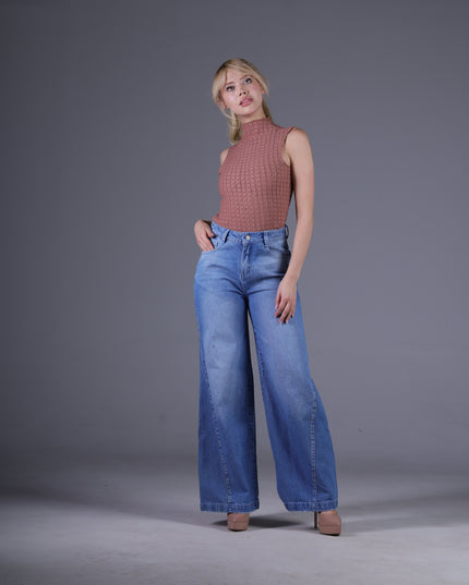 Jean Wide Angel Azul Medio Claro