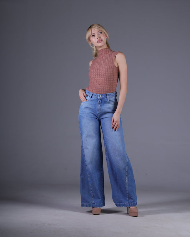 Jean Wide Angel Azul Medio Claro