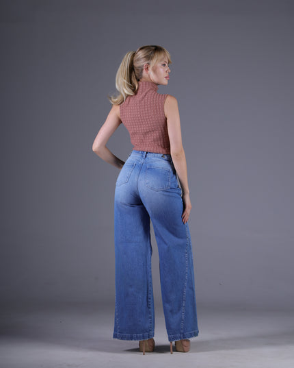 Jean Wide Angel Azul Medio Claro