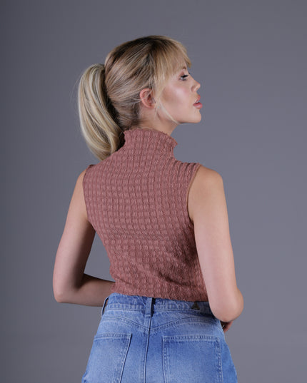 Blusa Cuello Alto Mocca Manga Sisa