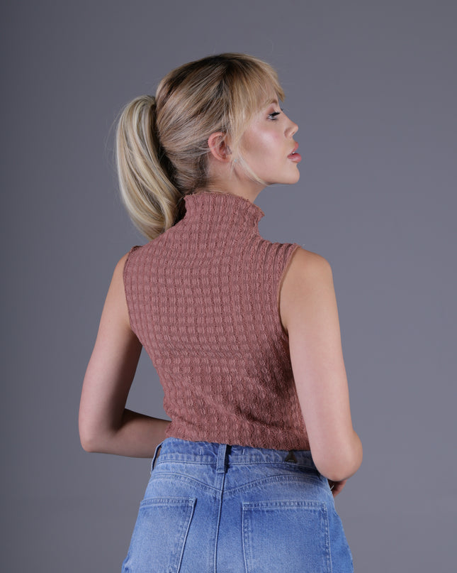 Blusa Cuello Alto Mocca Manga Sisa