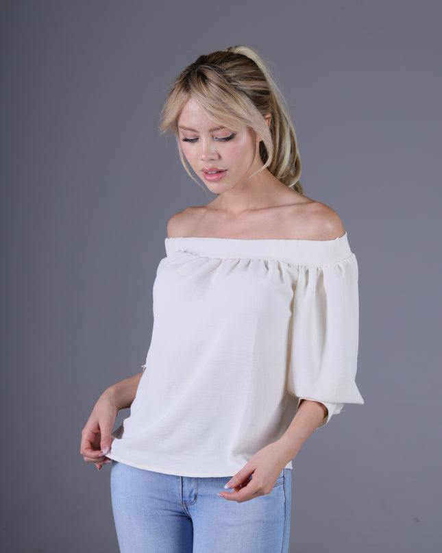 Blusa Escote Bandeja Ivory Manga 3/4