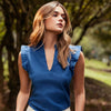 BLUSA ESCOTE EN V MANGA CORTA EN TELA DENIM LIVIANO