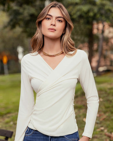 BLUSA CRUZADA ENTALLADA EN LA CINTURA HORMA 100%%% GARANTIZADA EN TEJIDO DE PUNTO
