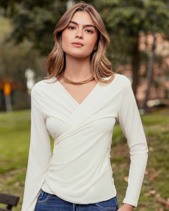 BLUSA CRUZADA ENTALLADA EN LA CINTURA HORMA 100%%% GARANTIZADA EN TEJIDO DE PUNTO